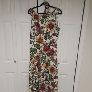 Fall colored floral fit and flare midi dress sz 16